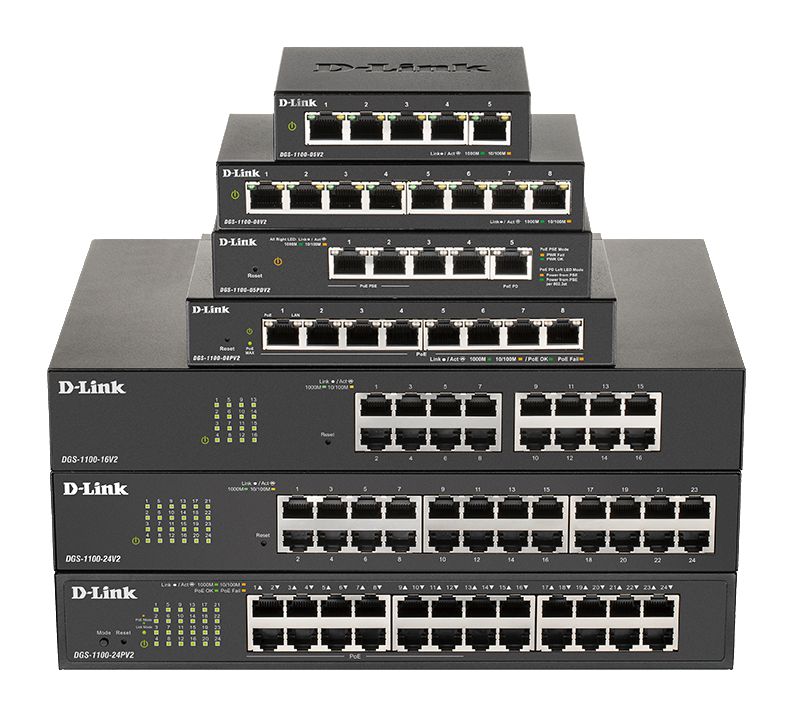 D-Link DGS-1100-08V2 Managed L2 Gigabit Ethernet (10/100/1000) Black