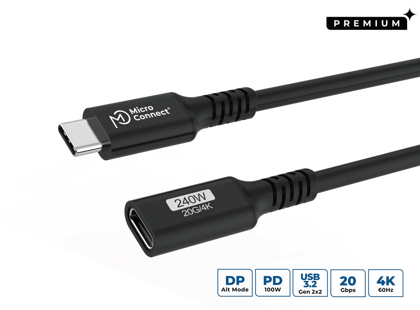 Microconnect USB3.2CC1.5EX USB cable USB4 Gen 2x2 1.5 m USB C Black