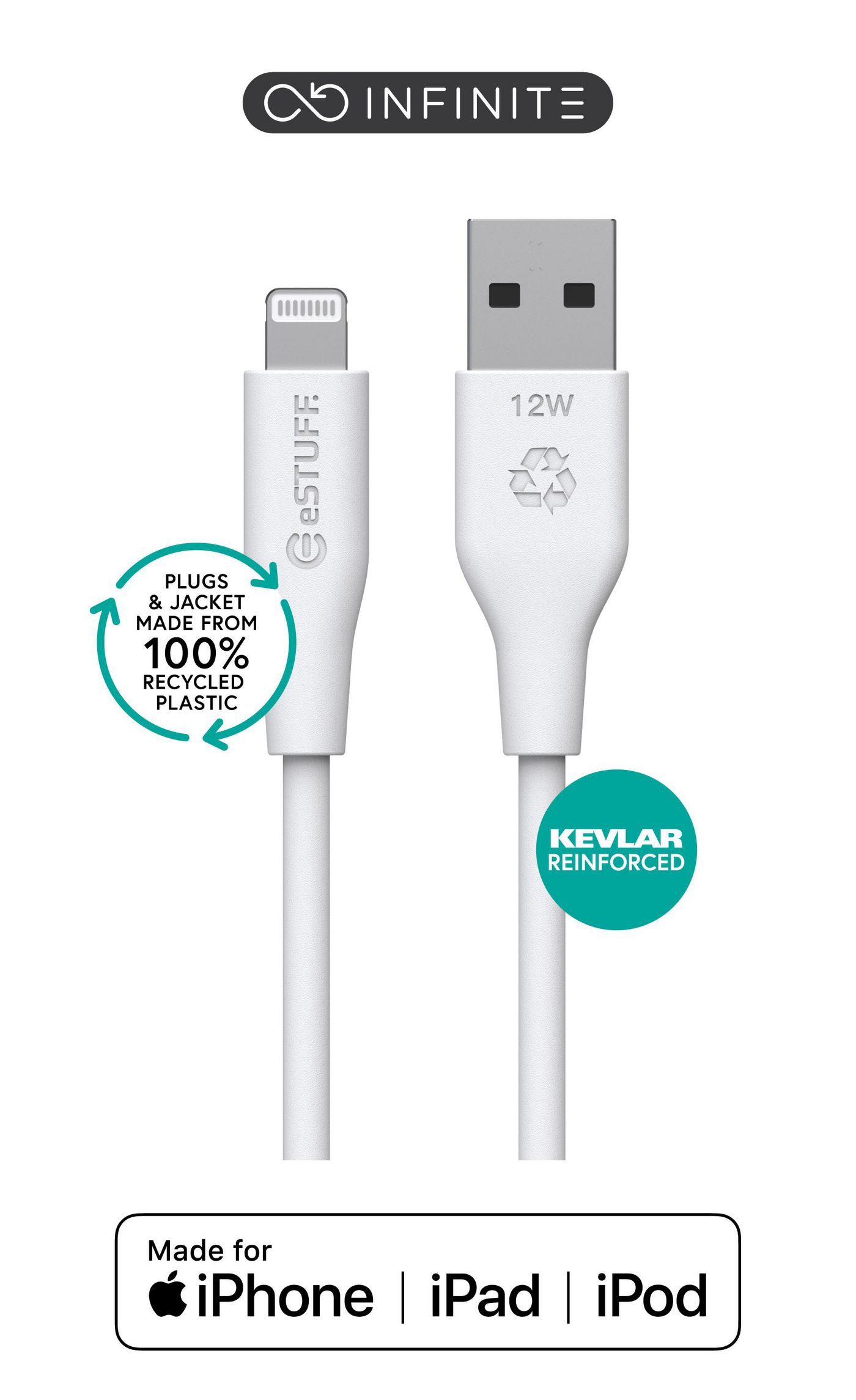 eSTUFF ES601270 lightning cable 2 m White