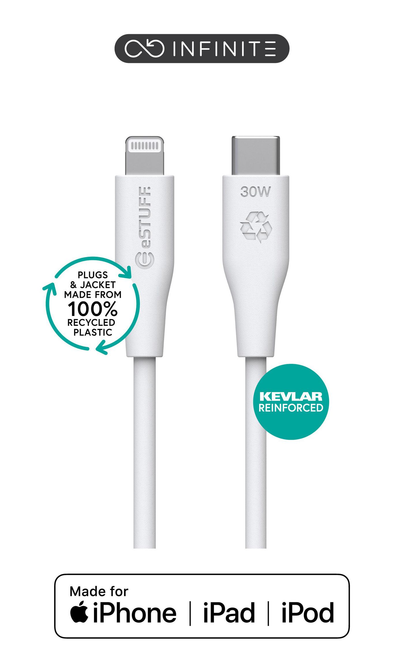 eSTUFF ES602170 lightning cable 1 m White