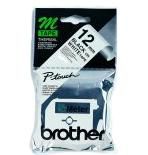 Brother Labelling Tape - 12mm, Black/White, Blister label-making tape M