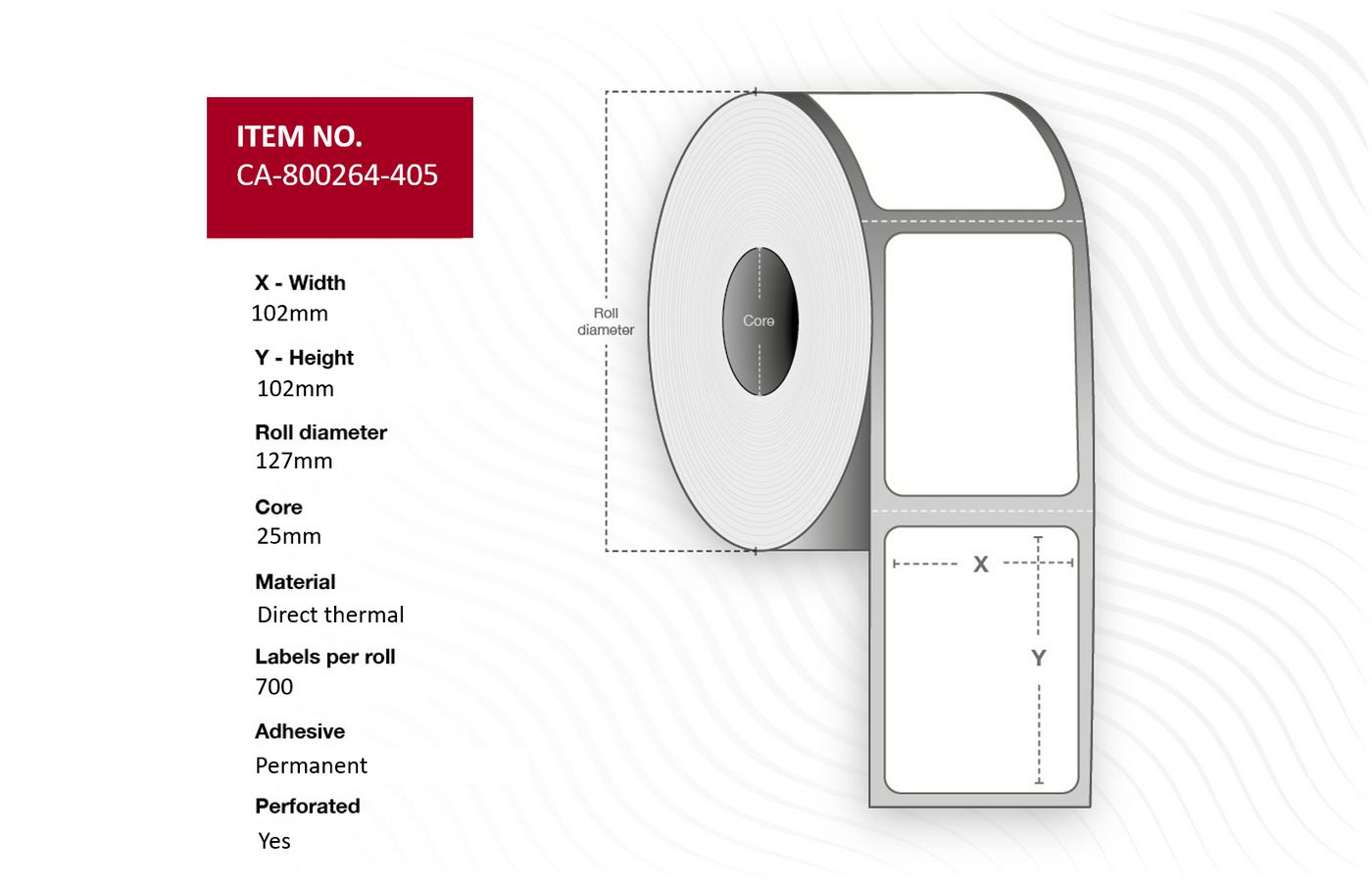 Label 102 x 102mm, Core