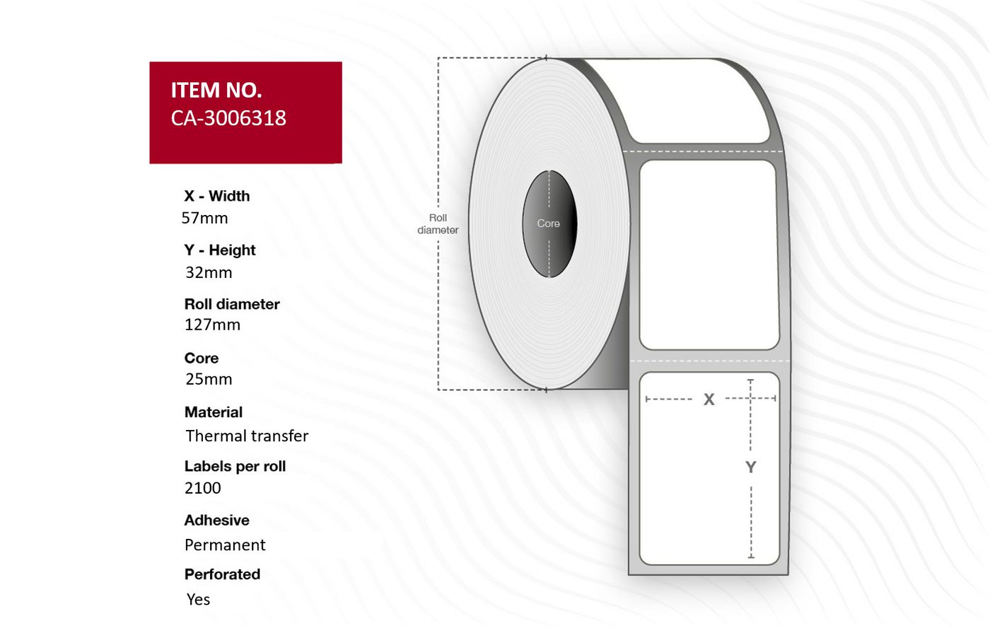 Label 57 x 32mm, Core 25mm,