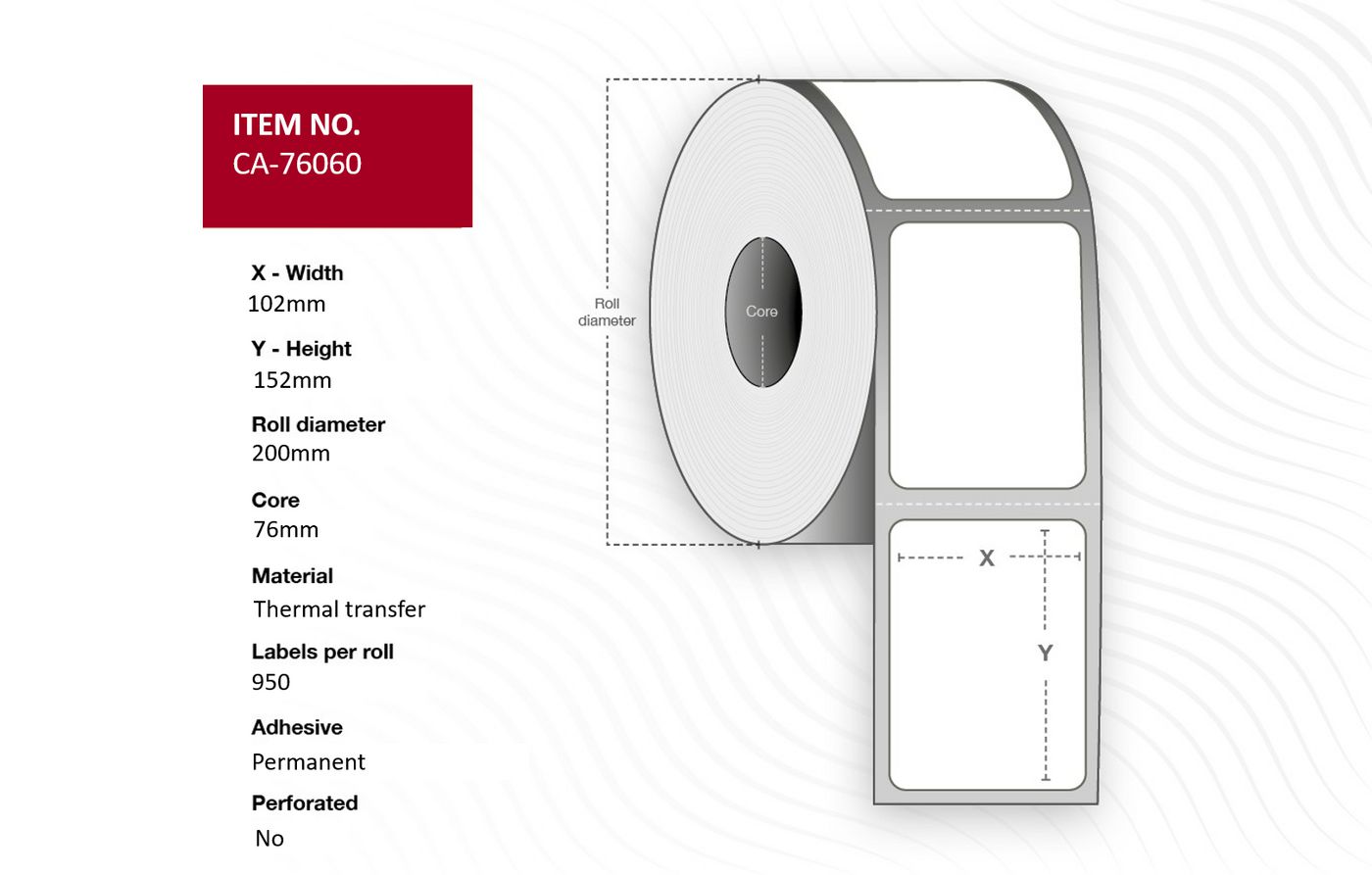 Label 102 x 152mm, Core 76mm,