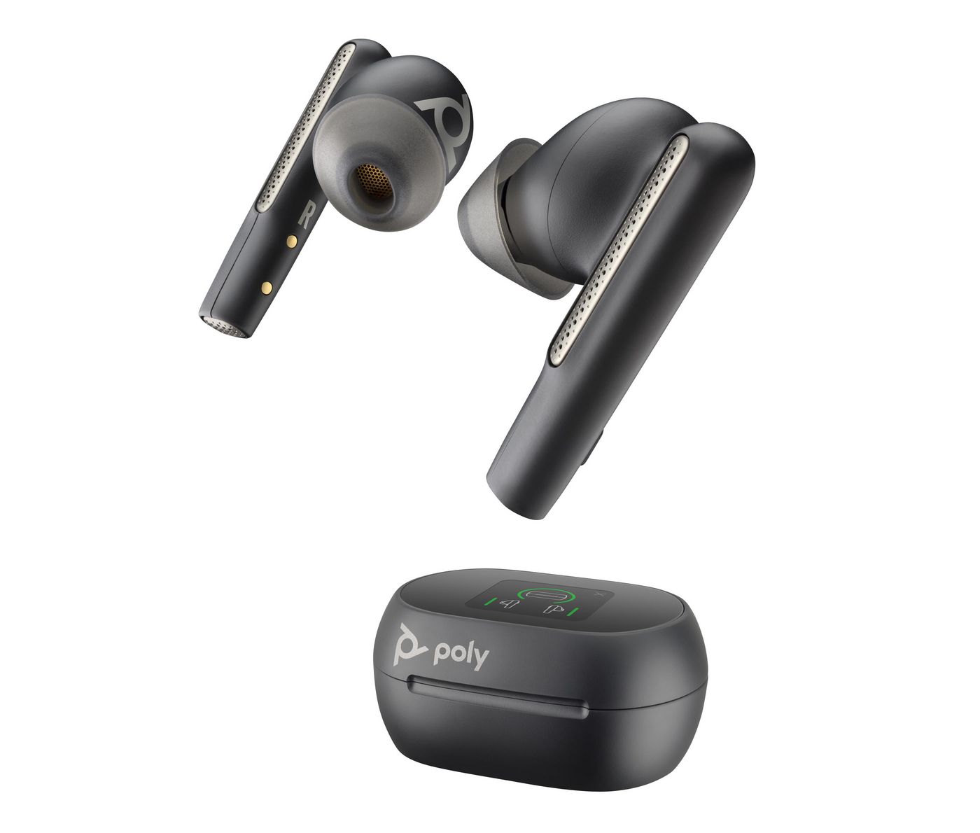 HP Poly Voyager Free 60+ UC Carbon Black Earbuds +BT700 USB-C Adapter +Touchscreen Charge Case
