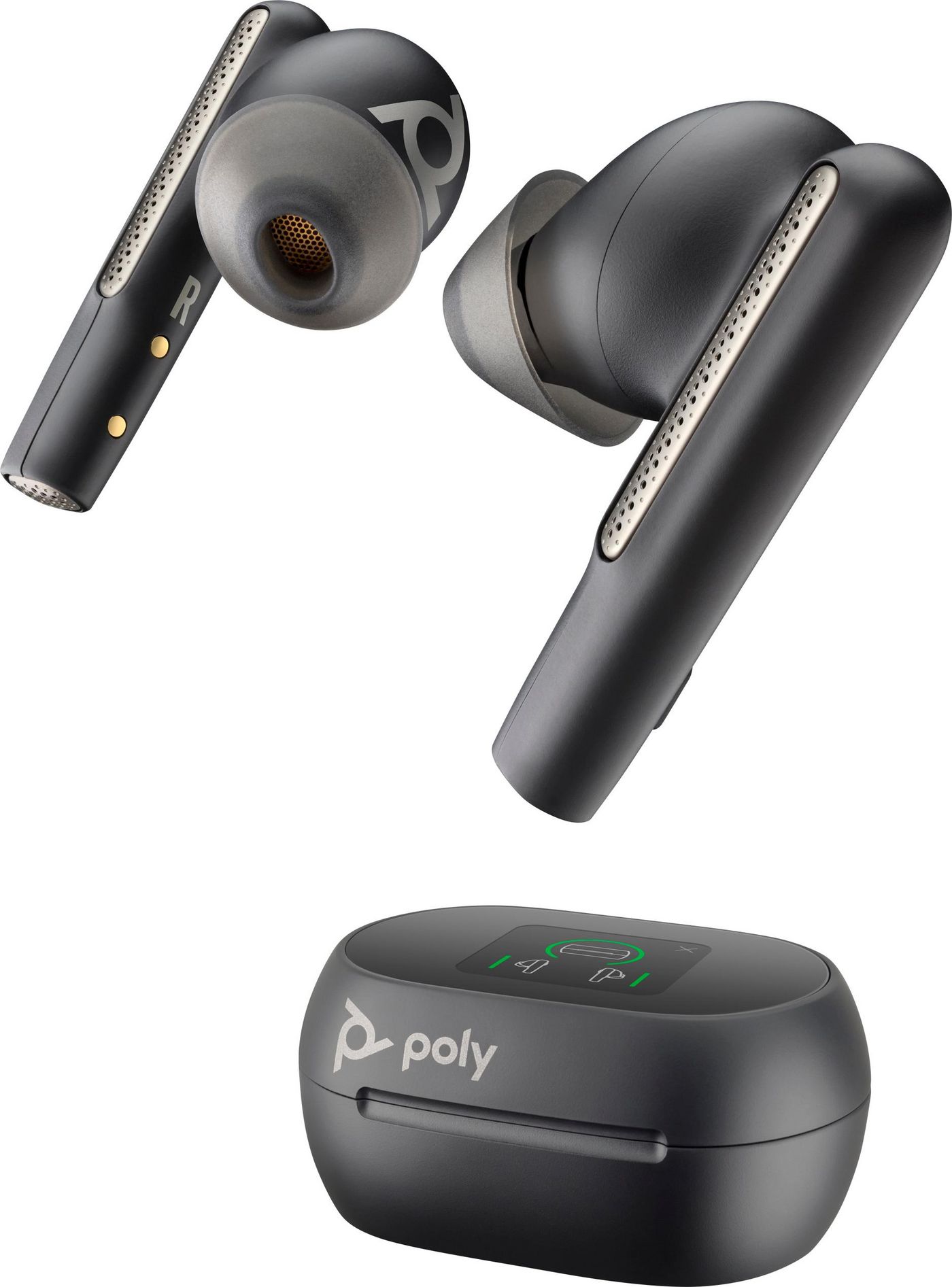 HP Poly Voyager Free 60+M UC Carbon Black Earbuds +BT700 USB-C Adapter +Touchscreen Charge Case