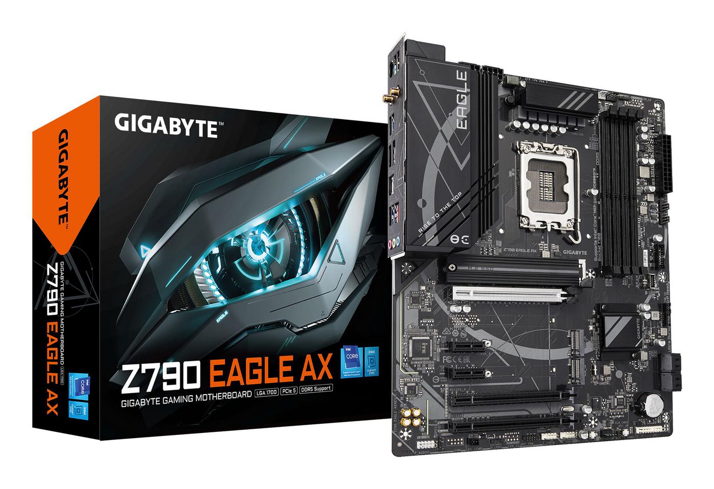 GIGABYTE Z790 EAGLE AX Motherboard - Supports Intel Core 14th Gen CPUs, 12+1+１Phases Digital VRM, up to 7600MHz DDR5 (OC), 3xPCIe 4.0 M.2, Wi-Fi 6E, 2.5GbE LAN, USB 3.2 Gen 2