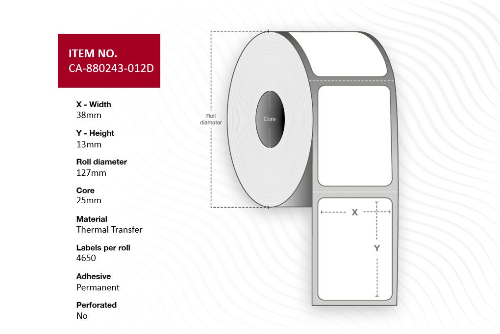 Capture CA-880243-012D printer label