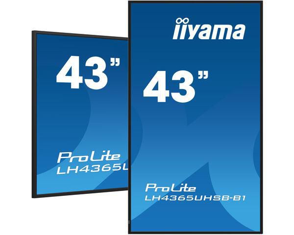 iiyama LH4365UHSB-B1 Signage Display Kiosk design 108 cm (42.5") LED Wi-Fi 800 cd/m² 4K Ultra HD Black Built-in processor Android 11 24/7
