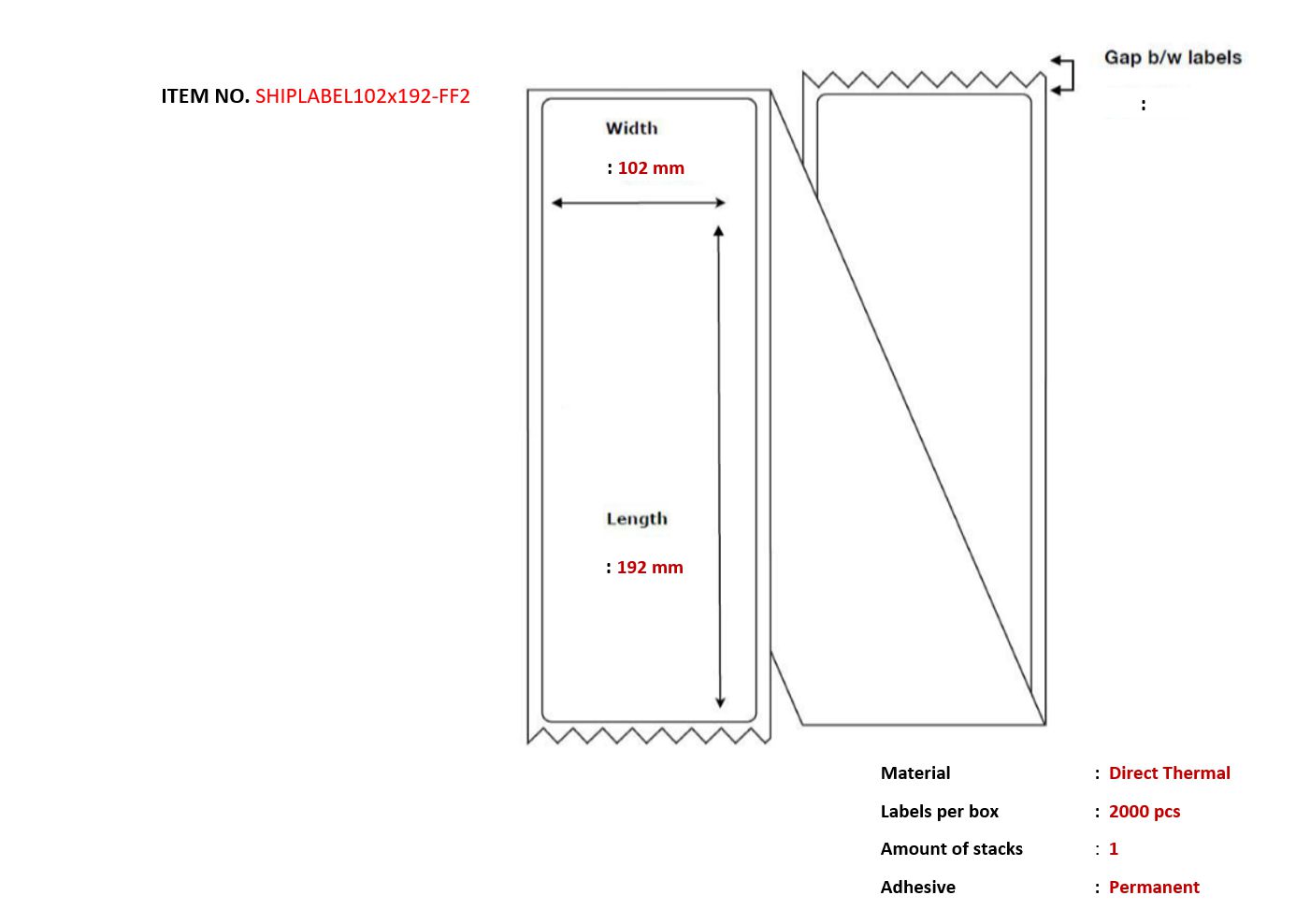 Ship-label 102 x 192mm,