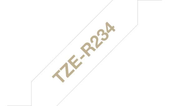 Brother TZE-R234 label-making tape Gold on white
