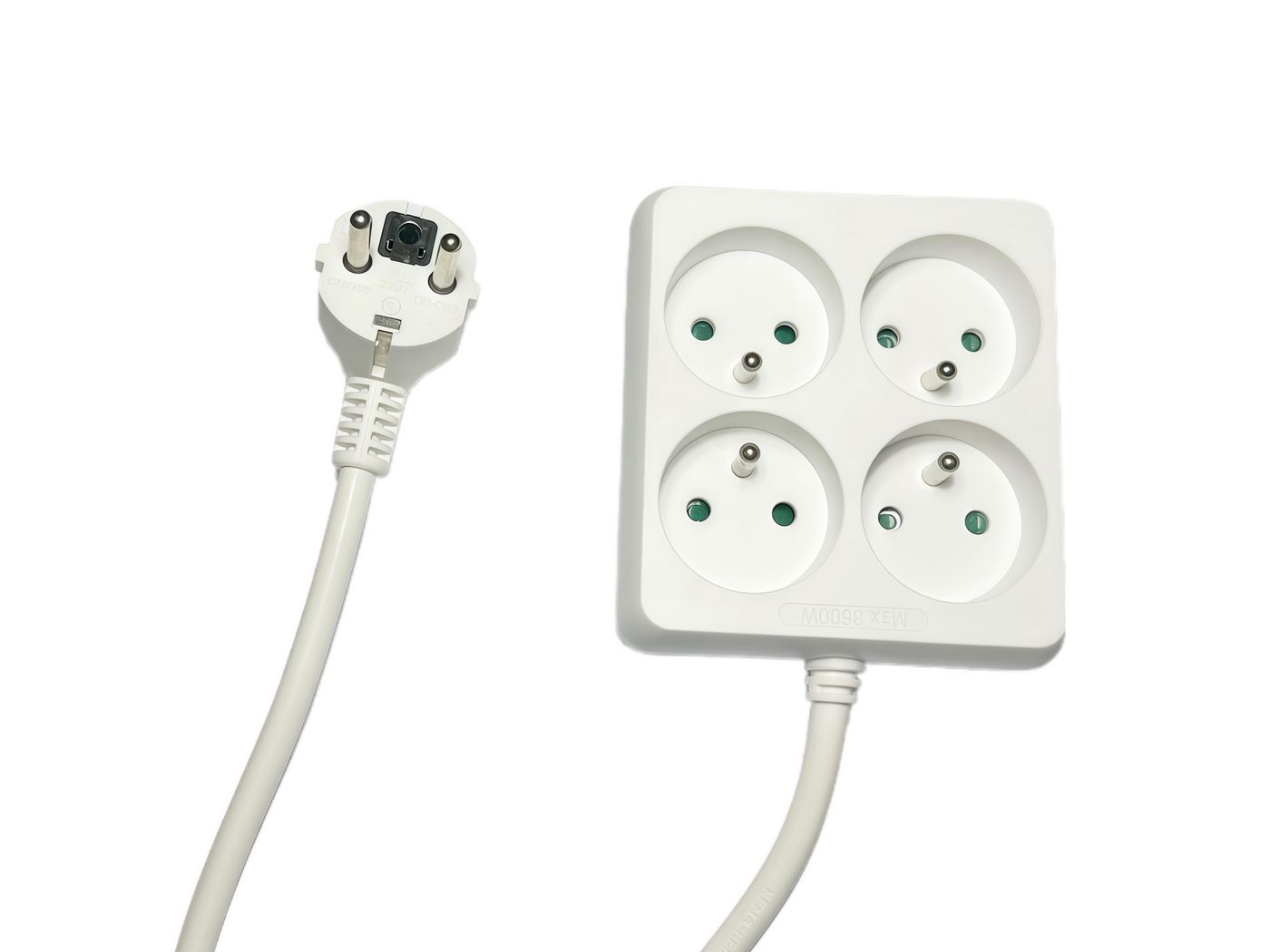 Microconnect MC-PSSQUARE040150FRW power extension 1.5 m 4 AC outlet(s) Indoor White