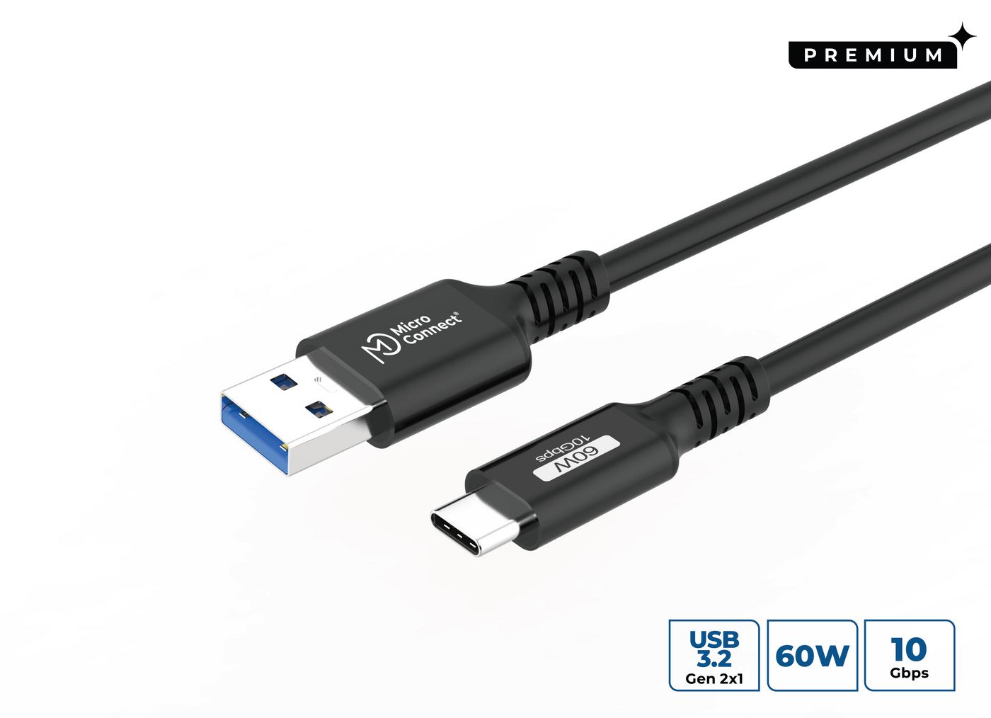 Microconnect USB3.2AC025 USB cable USB 3.2 Gen 2 (3.1 Gen 2) 0.25 m USB A USB C Black