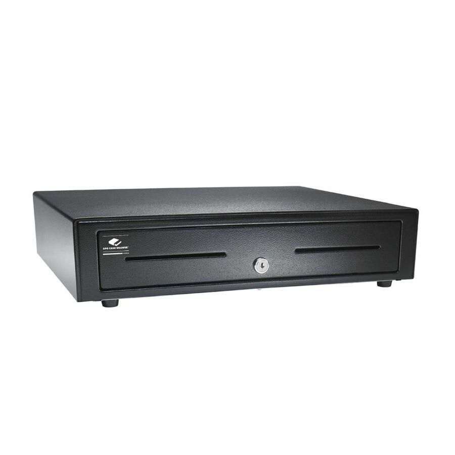apg Solutions Standard-Duty Point of Sale Cash Drawer | Vasario Series VB320-1-BL1616-B5 - 4 Bill - 8 Coin - Black - 4.3" Height x 16.2" Width x 16.3" Depth