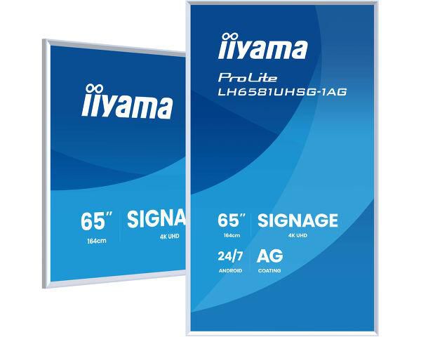 iiyama LH6581UHSG-1AG Signage Display Digital signage flat panel 163.8 cm (64.5") Wi-Fi 500 cd/m² 4K Ultra HD White Built-in processor Android 24/7