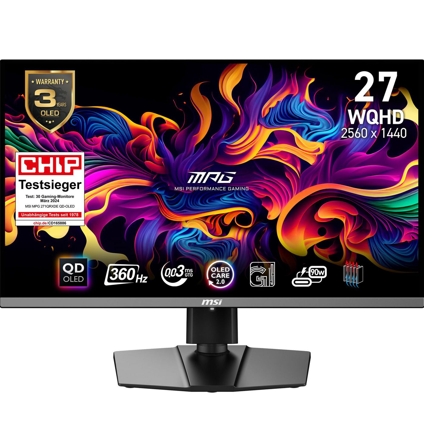 MSI MPG 271QRXDE QD-OLED 67cm (26,5) QHD Gaming Monitor 16 9 DP/HDMI/USB-C PD90W 360Hz