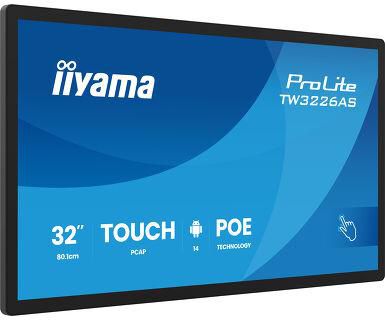 iiyama TW3226AS-B3P Signage Display Kiosk design 80 cm (31.5") LED Wi-Fi 430 cd/m² Full HD Black Touchscreen Built-in processor Android 24/7