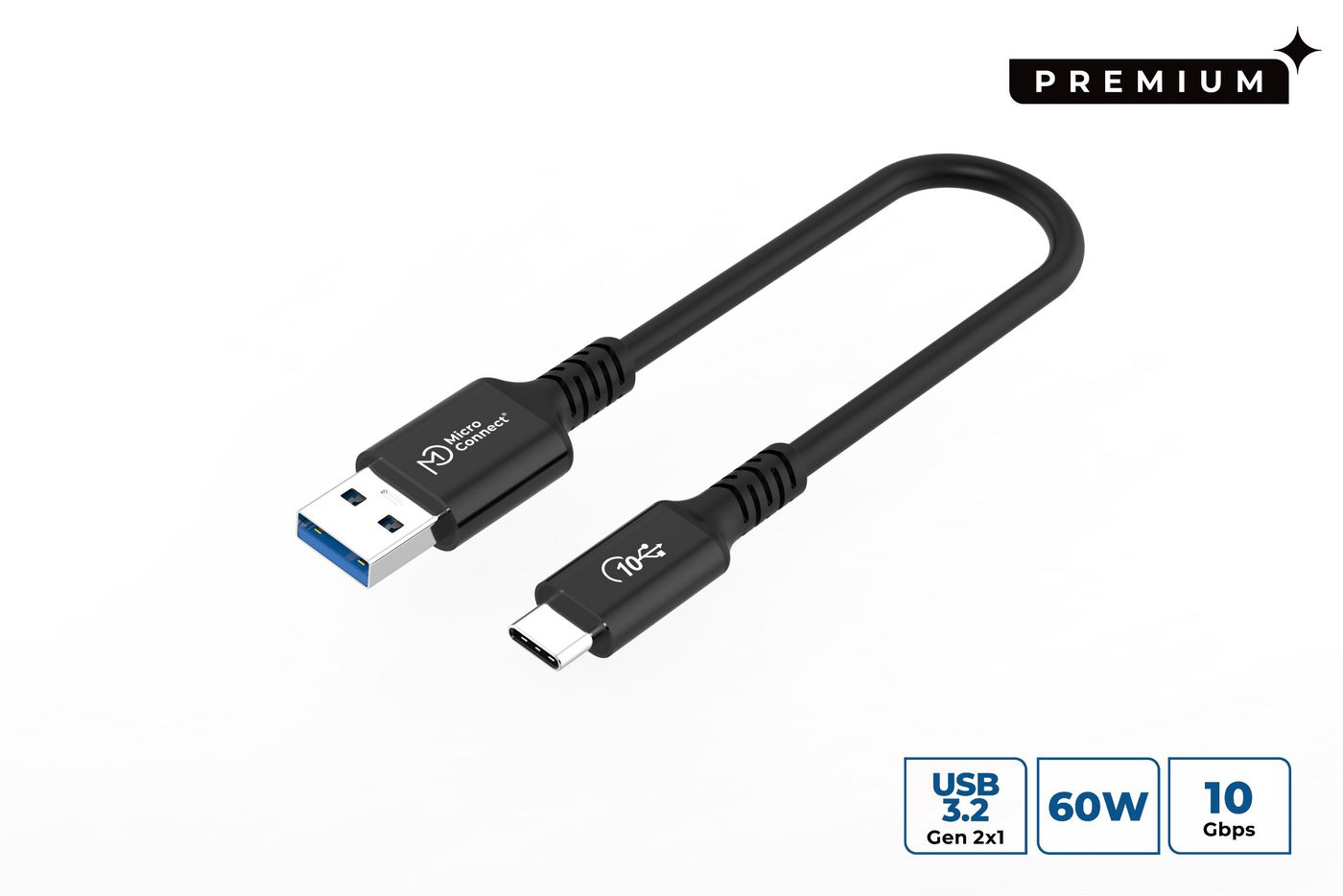 Microconnect USB3.2AC015 USB cable USB 3.2 Gen 2 (3.1 Gen 2) 0.15 m USB C USB A Black