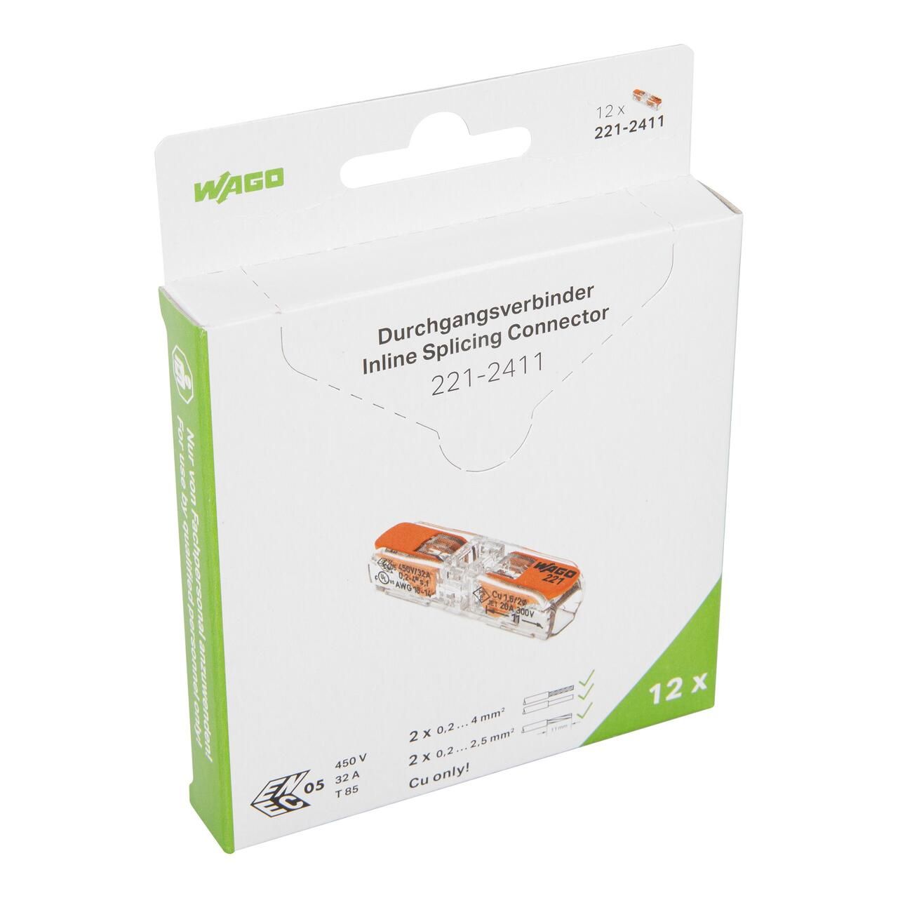 Wago Serie 221 Durchgangsverbinder 24mm 12 Stück Retail