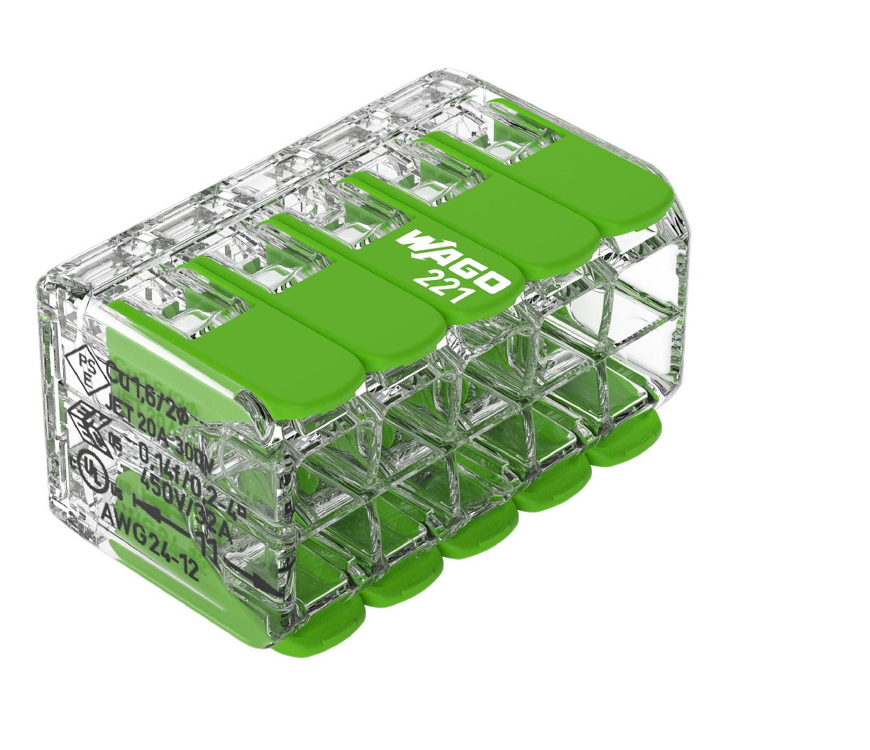 Wago Series 221 - 10*4mm (15 pieces) Green Range