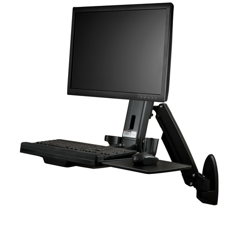 WALL MOUNTED SIT STAND DESK FOR ONE MONITOR UP TO 24INADJUSTBL
