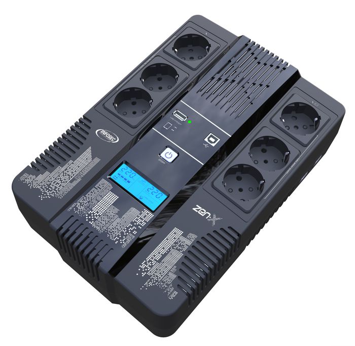 Infosec Line Interactive UPS 800 VA 6 FR/SCHUKO Outlets -- 2-year warranty --
