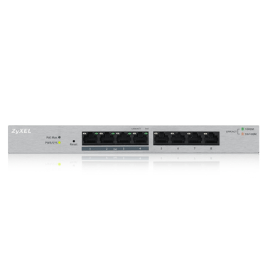 Zyxel Switch smart managed Layer2 8 Port &bull 8x 1 GbE &bull PoE Budget 60 Watt &bull 4x PoE at &bull Desktop &bull Lüfterlos &bull GS1200-8HPV3