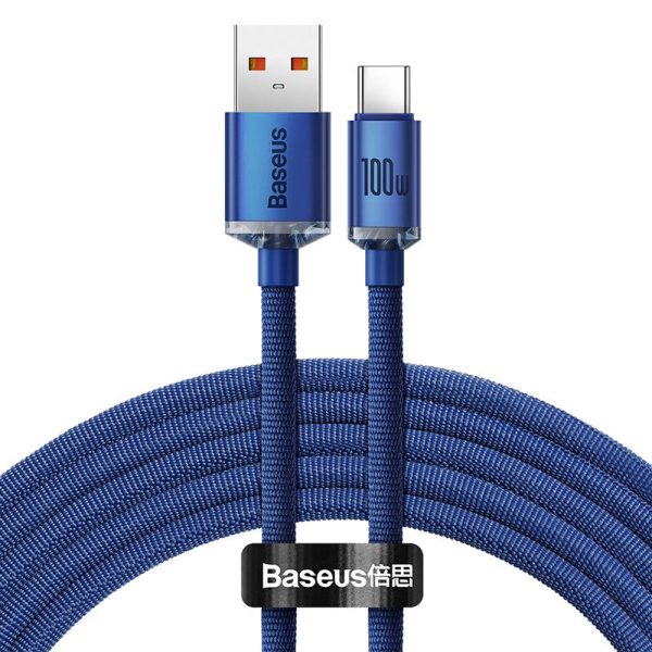 BASEUS CRYSTAL SHINE CABLE USB TO USB-C, 5A100W1.2M (BLUE)