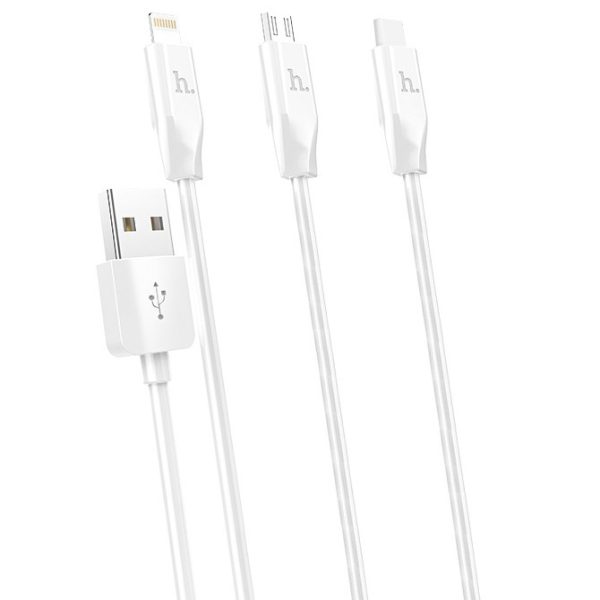 HOCO 3IN1 LIGHTNING / USB TYP-C / MICRO USB WHITE CABLE