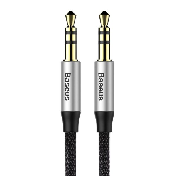 BASEUS YIVEN M30 STEREO AUX AUDIO CABLE 3.5 MM MALE MINI JACK 1.5M SILVER-BLACK (CAM30-CS1)