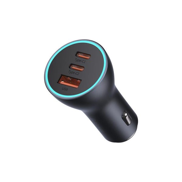 Baseus Golden Contactor Pro car charger USB-A + 2x USB-C 65W dark gray (CGJP010013)