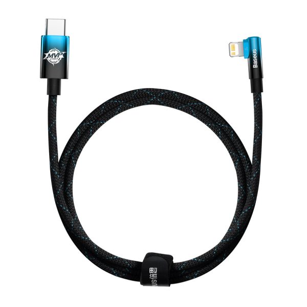 BASEUS MVP 2 ELBOW ANGLED CABLE POWER DELIVERY CABLE WITH SIDE USB TYPE C / LIGHTNING PLUG 1M 20W BLUE (CAVP000221)