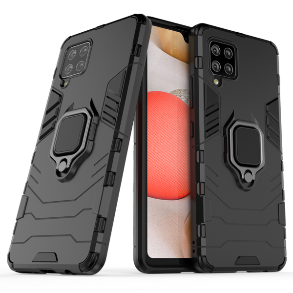 RING ARMOR CASE KICKSTAND TOUGH RUGGED COVER FOR SAMSUNG GALAXY A42 5G BLACK