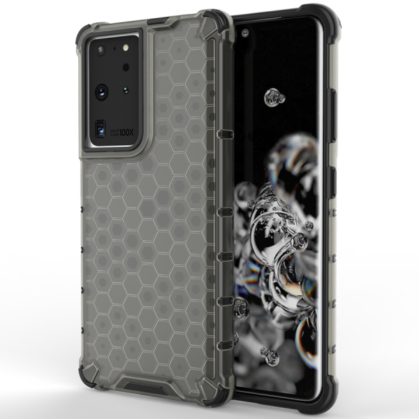 HONEYCOMB CASE ARMOR COVER WITH TPU BUMPER FOR SAMSUNG GALAXY S21 ULTRA 5G BLACK