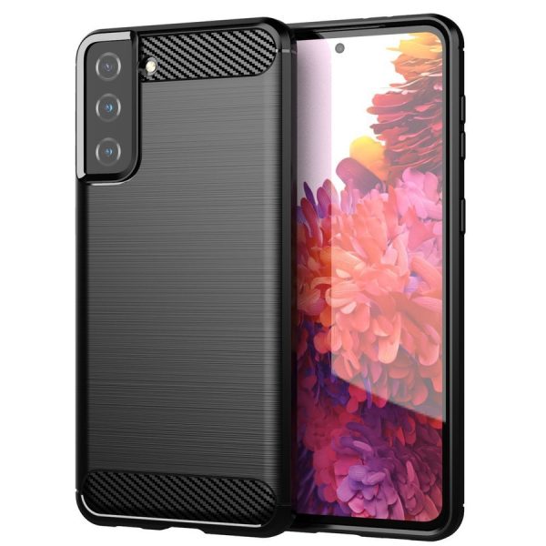 CARBON CASE FLEXIBLE COVER TPU CASE FOR SAMSUNG GALAXY S21+ 5G (S21 PLUS 5G) BLACK