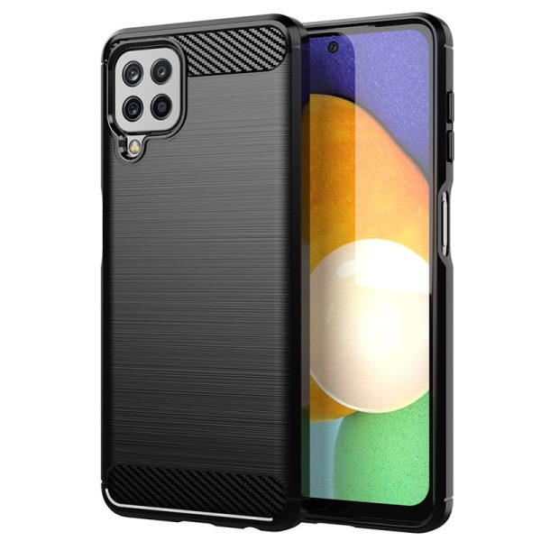 CARBON CASE FLEXIBLE COVER TPU CASE FOR SAMSUNG GALAXY A22 4G BLACK