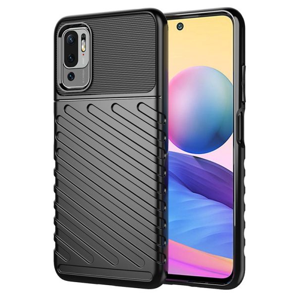 THUNDER CASE FLEXIBLE TOUGH RUGGED COVER TPU CASE FOR XIAOMI REDMI NOTE 10 5G / POCO M3 PRO BLACK