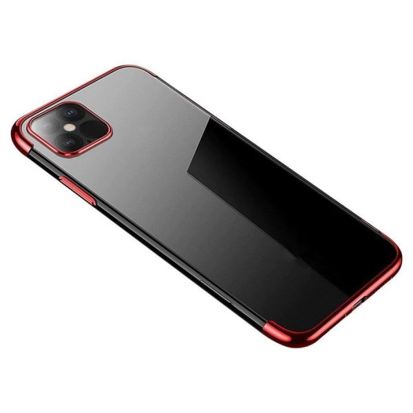 CLEAR COLOR CASE GEL TPU ELECTROPLATING FRAME COVER FOR SAMSUNG GALAXY A22 4G RED