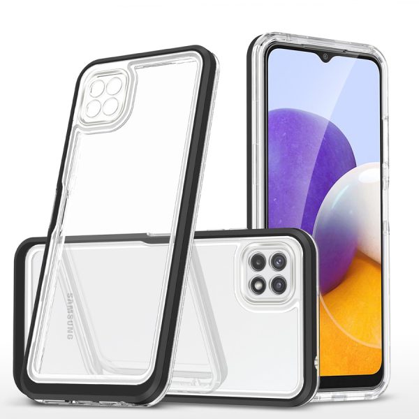 CLEAR 3IN1 CASE FOR SAMSUNG GALAXY A22 5G FRAME GEL COVER BLACK