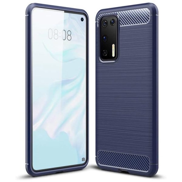 CARBON CASE FLEXIBLE COVER TPU CASE FOR HUAWEI P40 BLUE