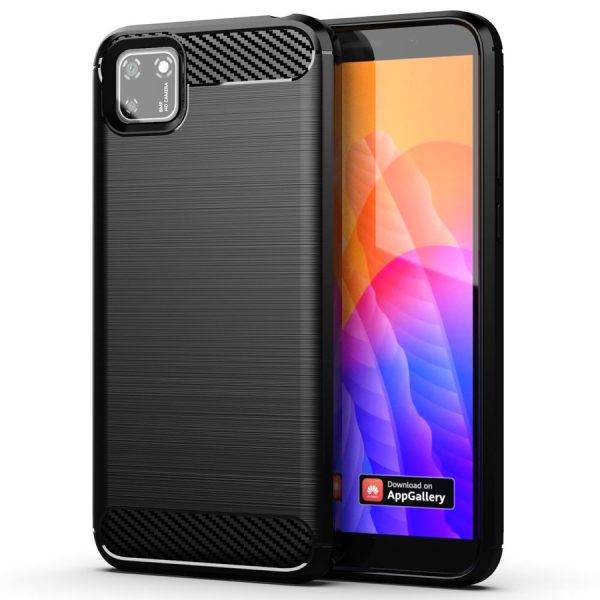 CARBON CASE FLEXIBLE COVER TPU CASE FOR HUAWEI Y5P BLACK