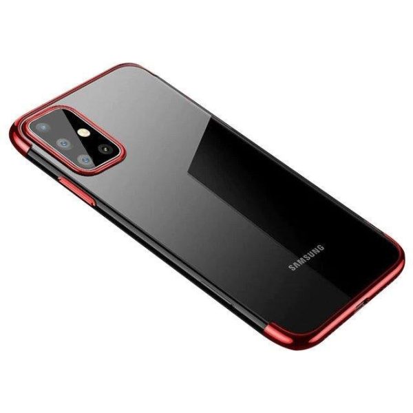 CLEAR COLOR CASE GEL TPU ELECTROPLATING FRAME COVER FOR SAMSUNG GALAXY A72 4G RED