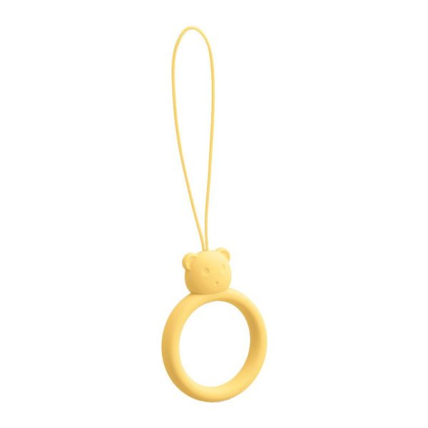 A SILICONE LANYARD FOR A PHONE BEAR RING ON A FINGER YELLOW
