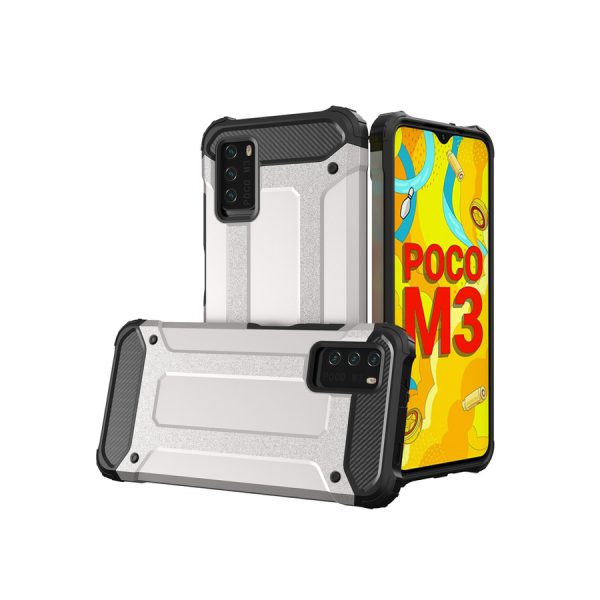 HYBRID ARMOR CASE TOUGH RUGGED COVER FOR XIAOMI REDMI NOTE 10 5G / POCO M3 PRO SILVER