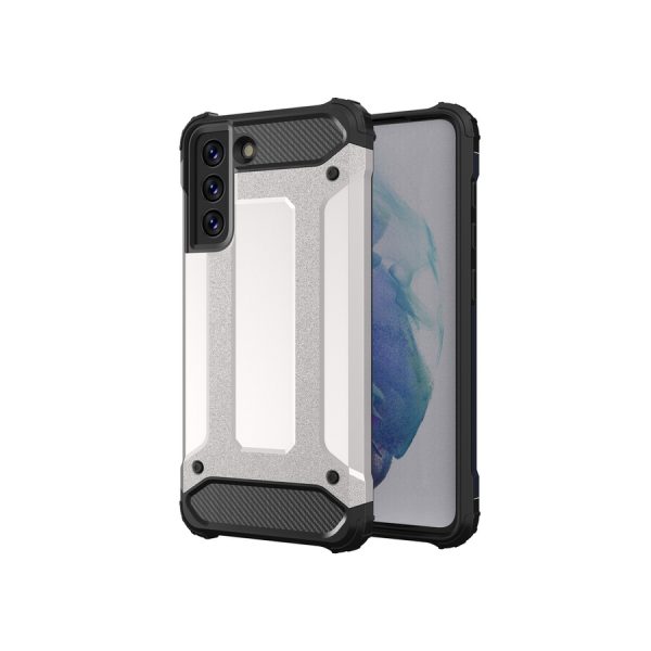 HYBRID ARMOR CASE TOUGH RUGGED COVER FOR SAMSUNG GALAXY S21 FE SILVER