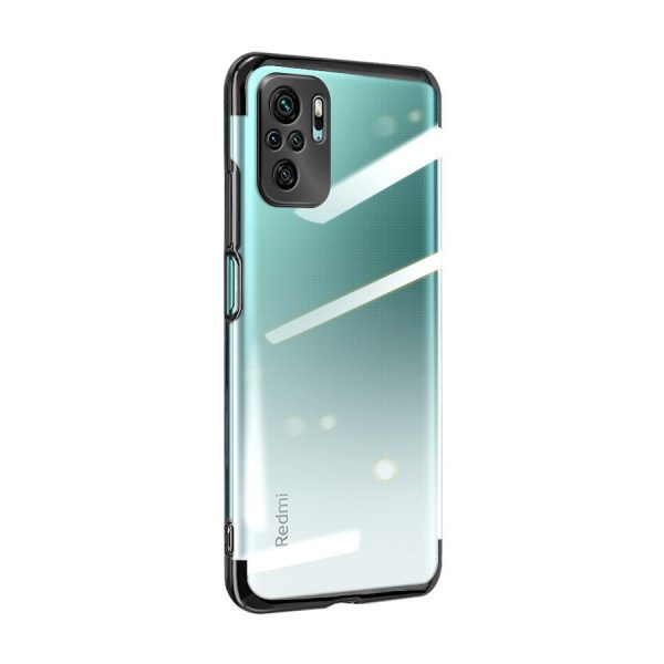 CLEAR COLOR CASE GEL TPU ELECTROPLATING FRAME COVER FOR XIAOMI REDMI NOTE 10 5G / POCO M3 PRO BLACK