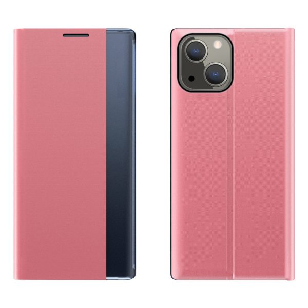 SLEEP CASE BOOKCASE TYPE CASE WITH SMART WINDOW FOR IPHONE 13 PINK
