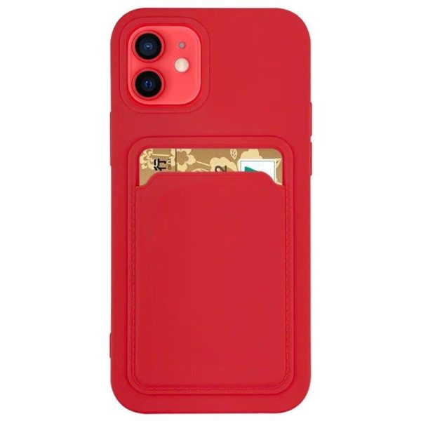 CARD CASE SILICONE WALLET CASE WITH CARD HOLDER DOCUMENTS FOR XIAOMI REDMI NOTE 10 / REDMI NOTE 10S RED