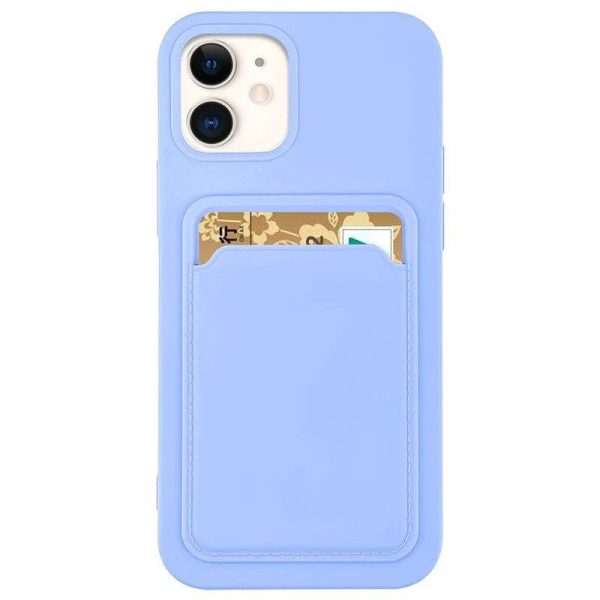 CARD CASE SILICONE WALLET CASE WITH CARD HOLDER DOCUMENTS FOR SAMSUNG GALAXY A22 4G PURPLE