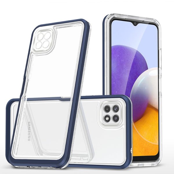 CLEAR 3IN1 CASE FOR SAMSUNG GALAXY A22 5G FRAME GEL COVER BLUE